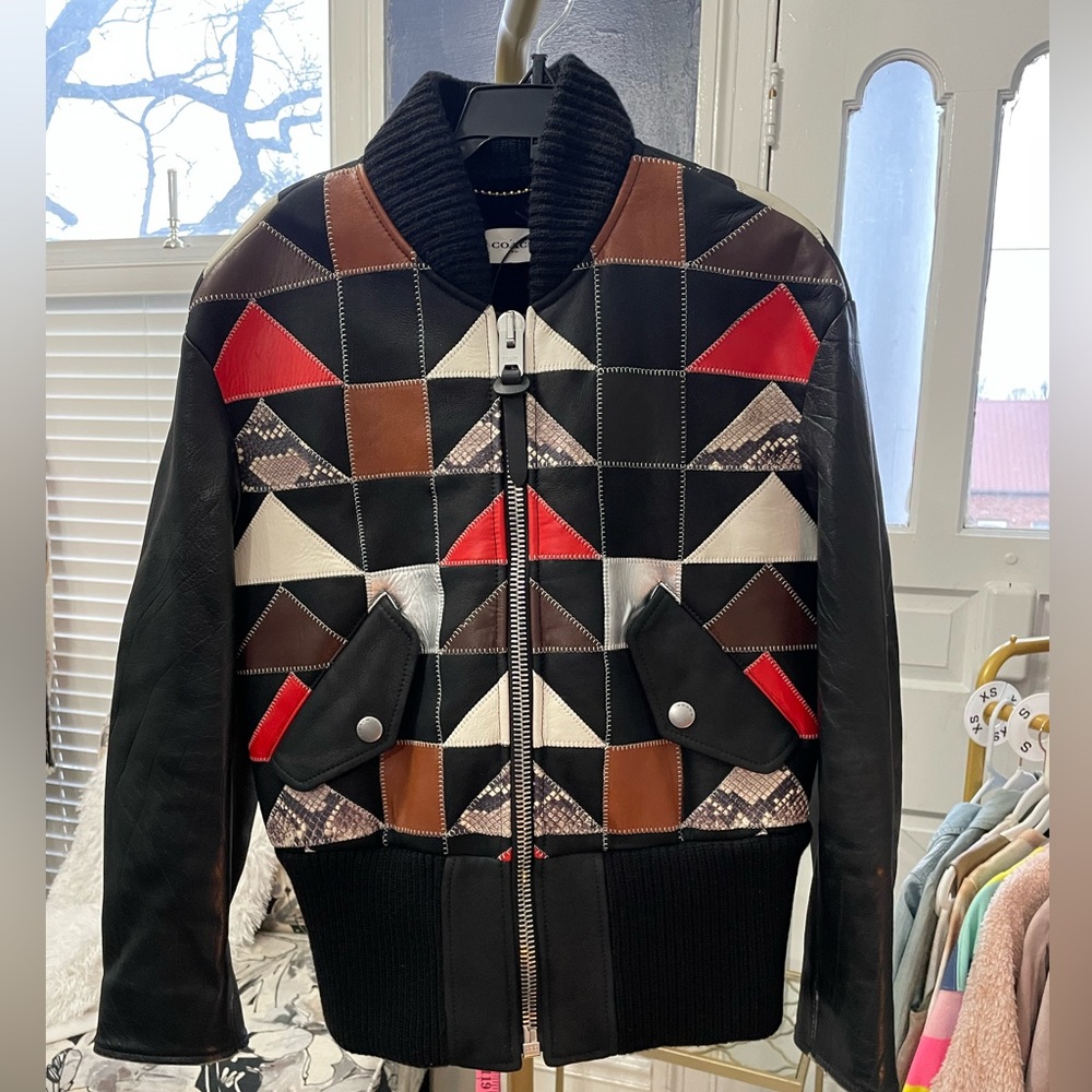 COACH genuine sheepskin shearling leather bomber style jacket NWT (vintage)